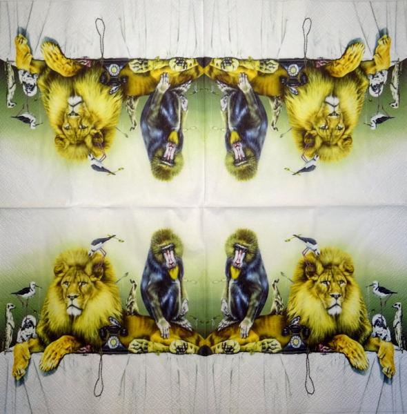 154 Animals Africa: Divers - 4-ply - Paper Design - Handkerchief